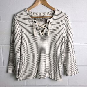 Madewell striped lace up sweater